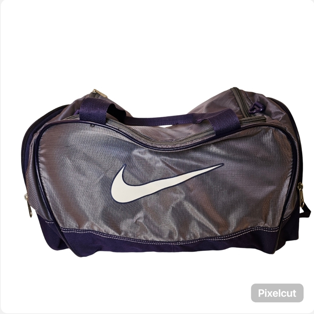 Nike Grey Purple Sports Duffel Bag